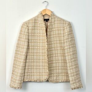 Ann Taylor Tan and White Blazer Classic Tweed Design
